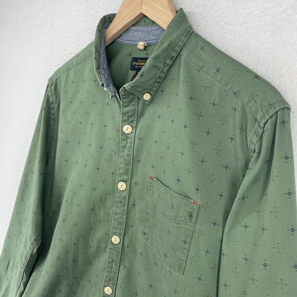 CPO PROVISIONS Shirt Mens M Southwestern Button Down Long Sleeve Cotton Green - Picture 2 of 16